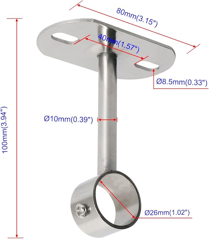 2Pcs ID25mm, Clothes Rail mounting Bracket, Shower Curtain Closet tie Rod - Image 2