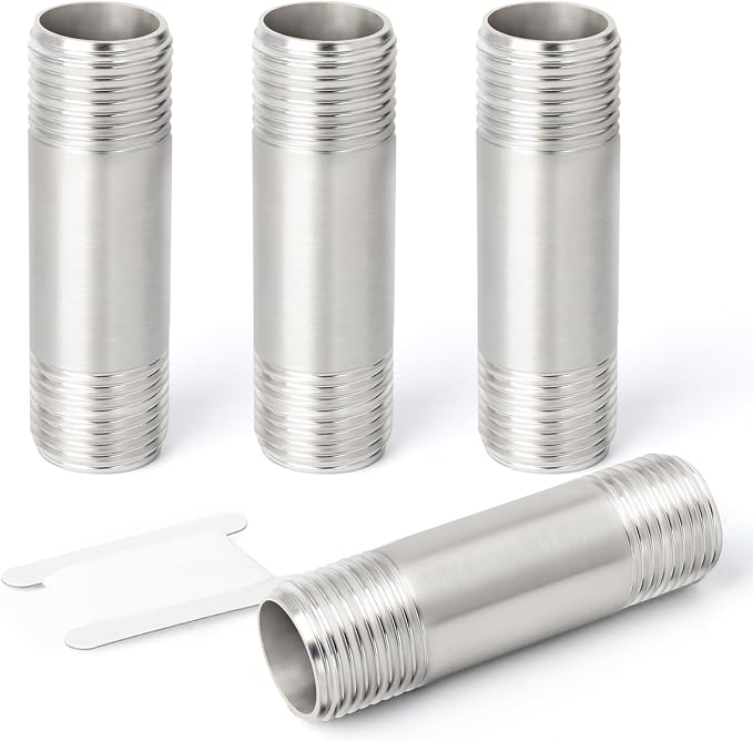 TAISHER 4PCS Stainless Steel Pipe Fittings, 3/8" NPT x 3/8" NPT Male Threaded by TAISHER