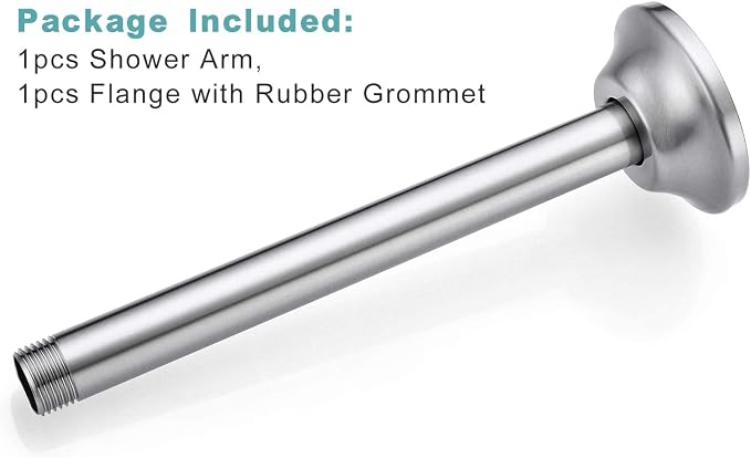 BESTILL 8 Inch Ceiling Mount Rain Shower Head Arm and Flange, Brushed Nickel - Image 7