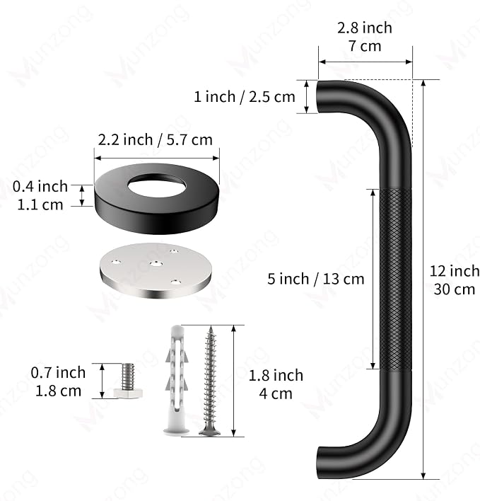 16 Inch Anti Slip Shower Grab Bar, Munzong Oil Rubbed Black Bathroom Grab Bar - Image 3