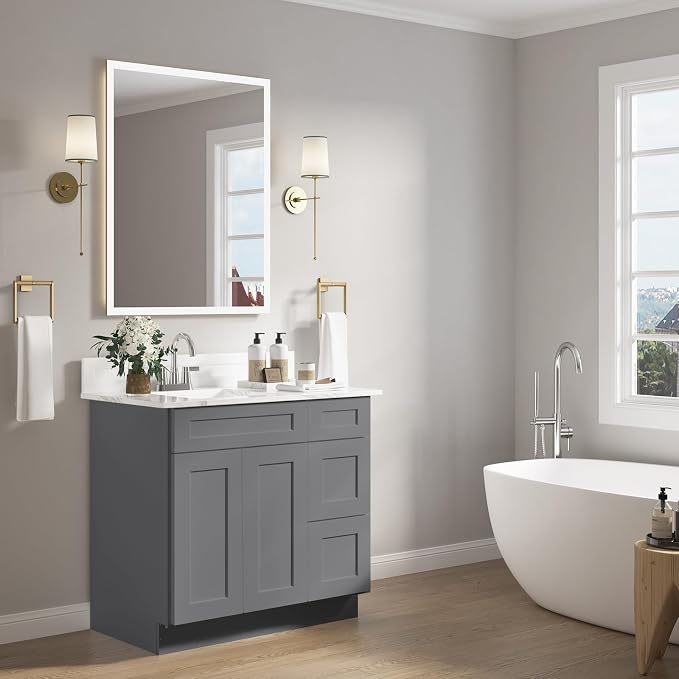 ROOMTEC Bathroom Cabinet, Soft-Close Drawer Slides Morden Bathroom Sink Vanity - Image 6