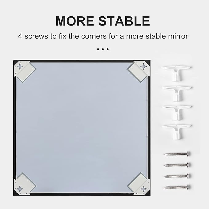 30x40 Inch Black Bathroom Mirror, Copper-Free Mirror, Aluminum Alloy Frame - Image 8
