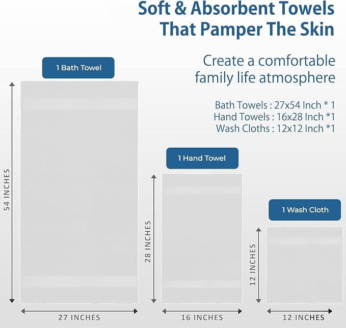 DAN RIVER 100% Ring Spun Cotton 3-Piece Towel Set, Bath Towel, Hand Towel and - Image 4
