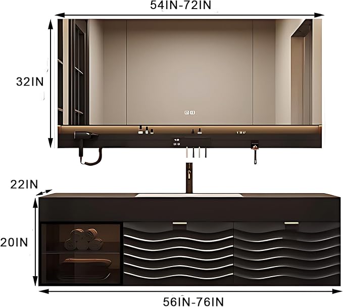 56IN Modern Bathroom Vanity - Image 2