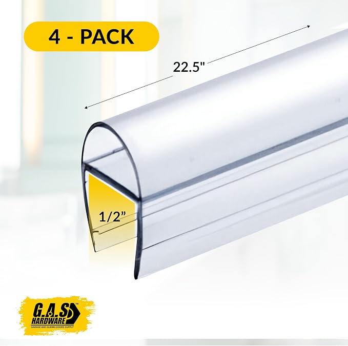 1/2" Frameless Shower Door Seal – U-Type 22.5" Ultra-Clear Bottom & Side Drip - Image 4