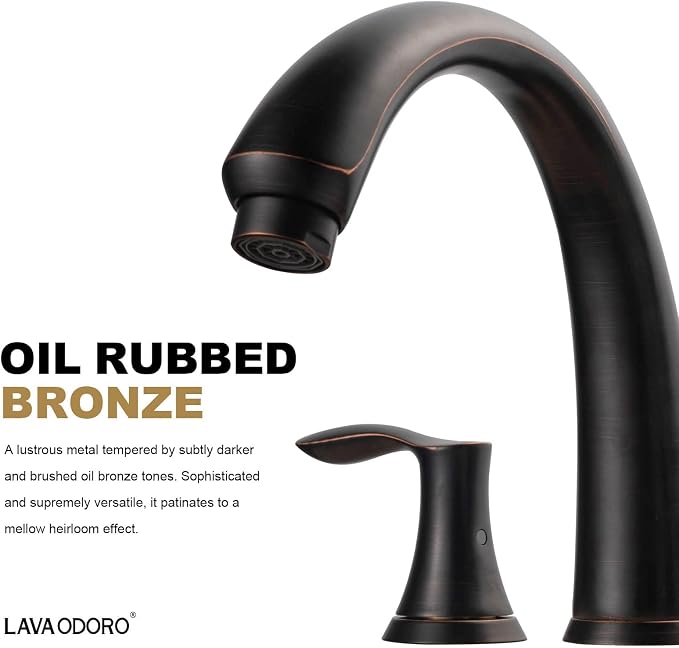 Oil Rubbed Bronze Roman Tub Faucet, Lava Odoro 8 inch Widespread Bathtub Faucet - Image 4