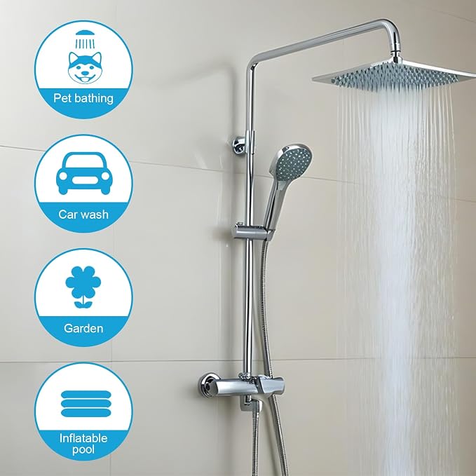 59" Shower Hose, Extra Long 304 Stainless Steel Handheld Shower Head Hose - Image 7