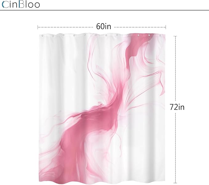 Cinbloo Pink Shower Curtain 60Wx72H Abstract Marble Ombre Modern Ink Texture - Image 5