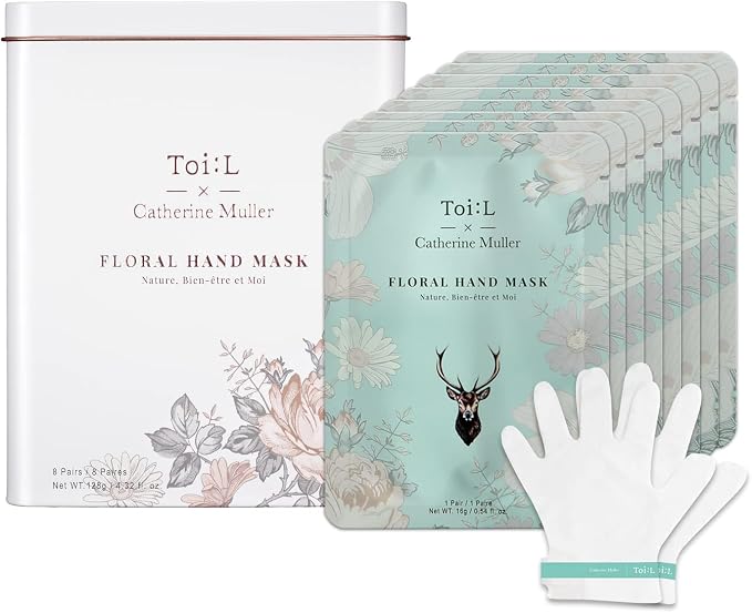 Catherine Muller Floral Hand Mask 8 Pairs, Moisturizing Gloves by ToiL