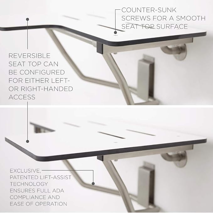 Seachrome 32" x 22.5" Lift-Assist ADA L-Shaped Reversible Bathroom Shower Bath - Image 4