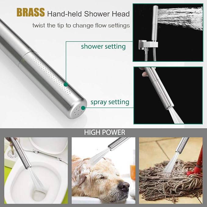 Hoimpro 12 Inch Shower System Set Bathroom Rain Shower Head Brass 2 In 1 - Image 5