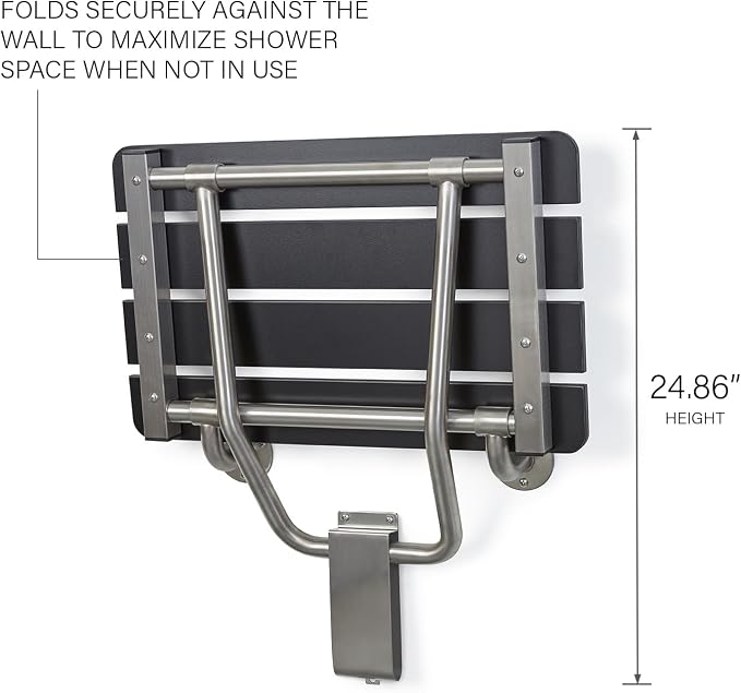 32-inch x 15-inch ADA Folding Wall Mount Bathroom Shower Seat Bench - Image 9