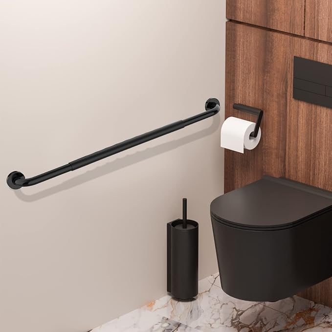 36 Inch Shower Grab Bar w/Anti Slip Rubber Grip, Munzong Black Stainless Steel - Image 4