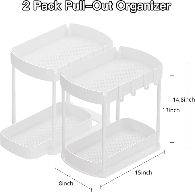 2 Pack Multi-Purpose Pull-Out Storage Organizers, Under Sink Organizers and - Image 2