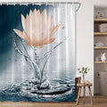 Lotus Shower Curtain Black White Blue Orange Flower Elegant Blooming Floral by showercurtain