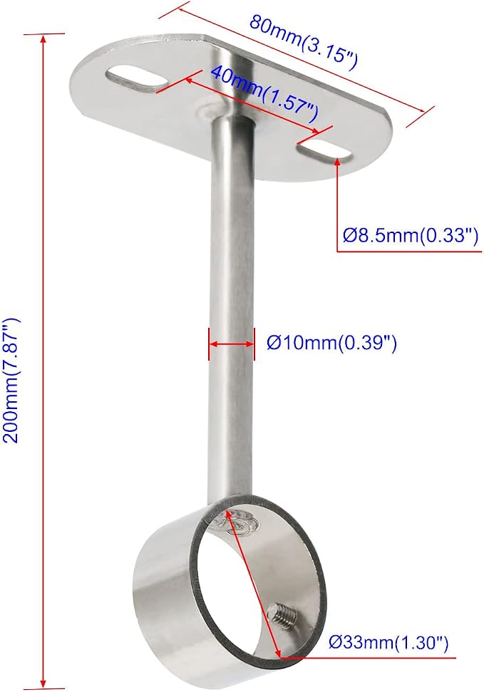 2Pcs ID32mm, Clothes Rail mounting Bracket, Shower Curtain Closet tie Rod - Image 2