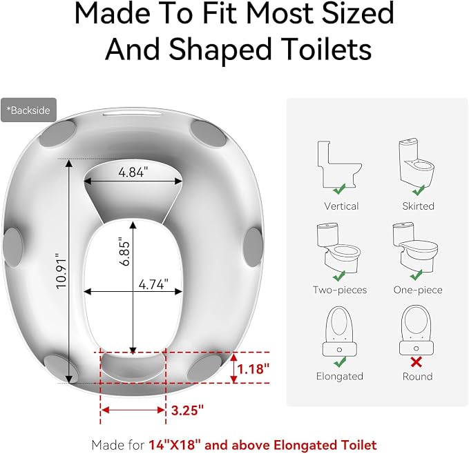 R&T Potty Training Seat for Boys and Girls, Fits Elongated Toilets, Anti-Slip - Image 5