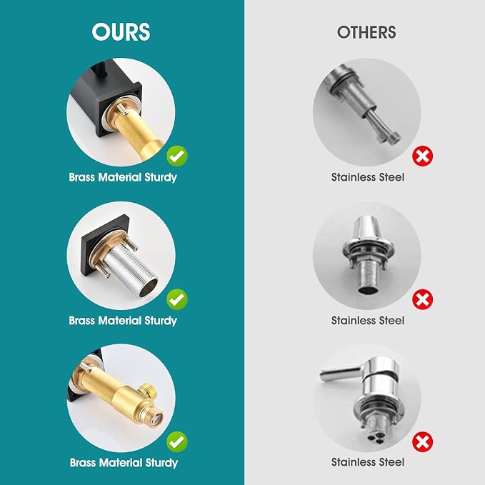 Brass Roman Tub Faucet with Sprayer, Deck Mount Bathtub Faucet with Hand Shower - Image 5