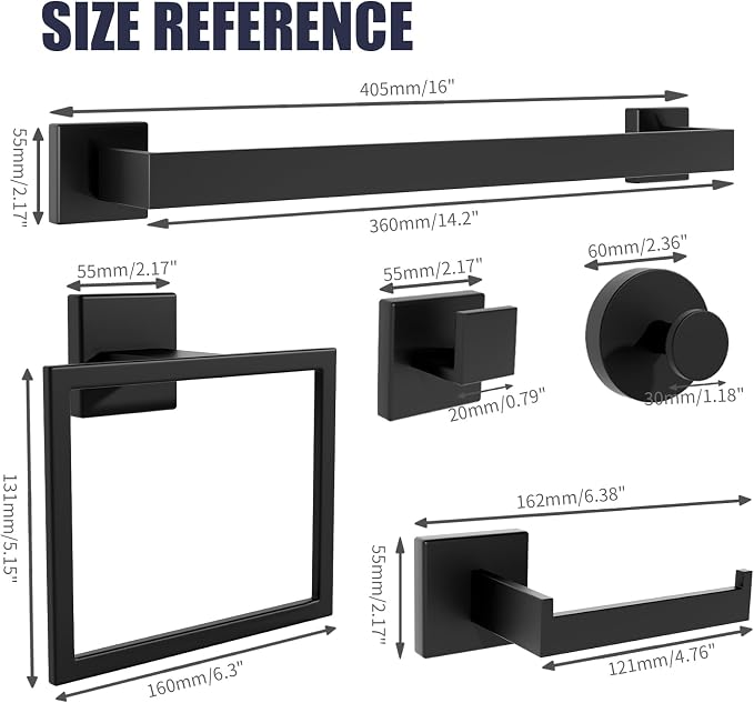 Bathroom Hardware Accessories Set: 7-Pieces Bath Towel Bar Set, Towel Racks - Image 5