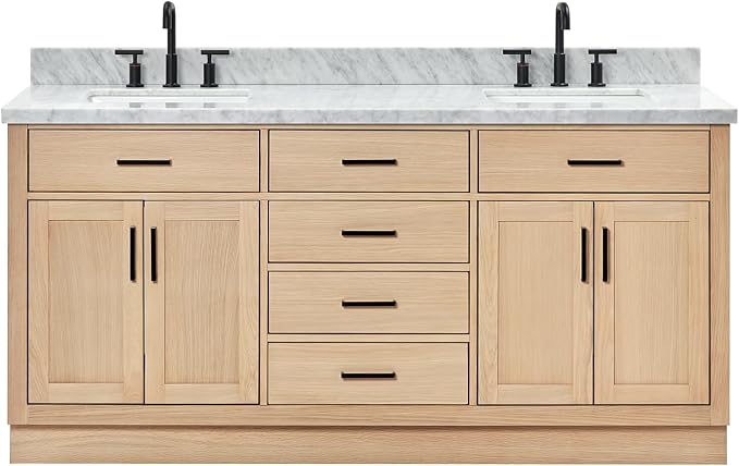 ARIEL Double Bathroom Vanity 73" Inch Oak by Ariel