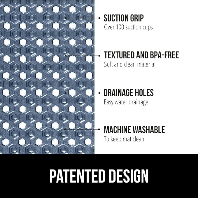 GORILLA GRIP Patented Square Shower Stall Mat, Small Bathtub Floor Mats - Image 2