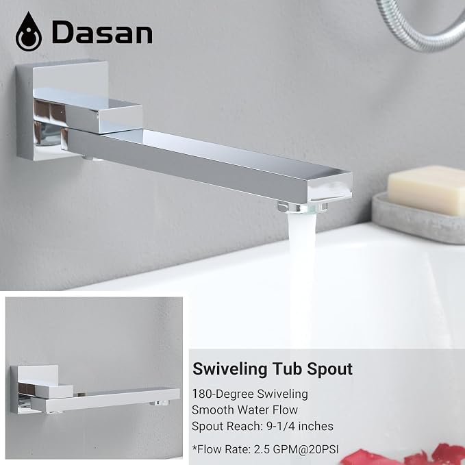 DASAN Tub Shower Faucets Sets Complete Chrome Bathtub Shower System - Image 5