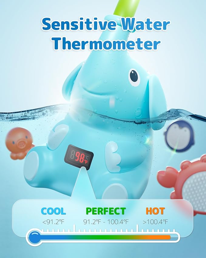 Baby Bath Shower Head with Water Thermometer, 3-in-1 Rechargeable Bath Toys - Image 2