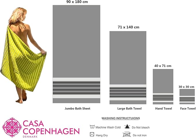 CASA COPENHAGEN He & She 6 Pieces Towel Set- California Blue + Green, 550 GSM 2 - Image 6