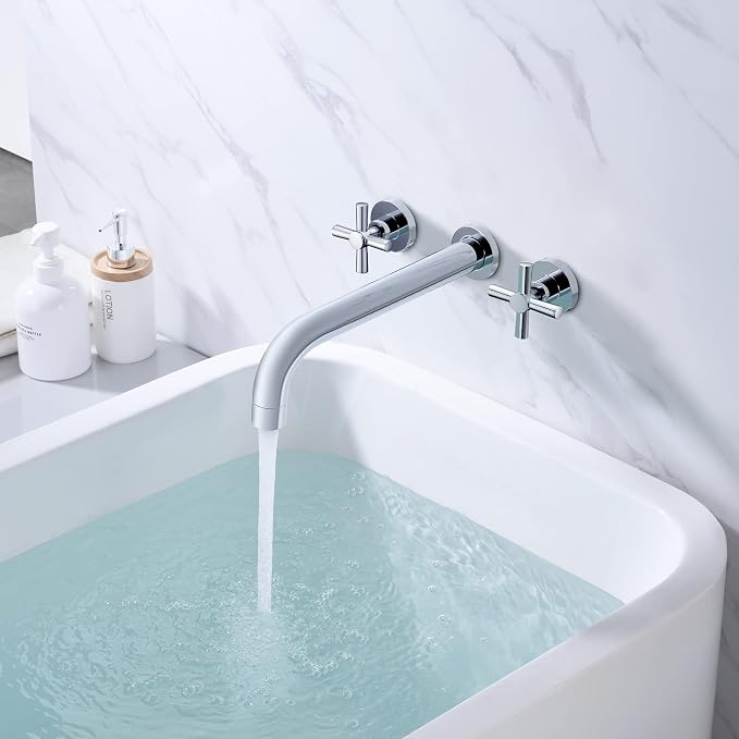 SUMERAIN Tub Filler Wall Mounted Tub Faucet High Flow Bathtub Faucet Chrome - Image 4