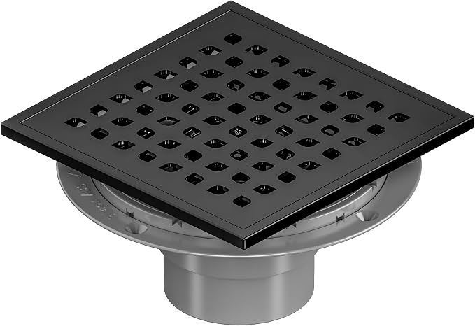 Neodrain Square Shower Drain, 6 inch Black Stainless Steel 304 Grate and PVC - Image 7