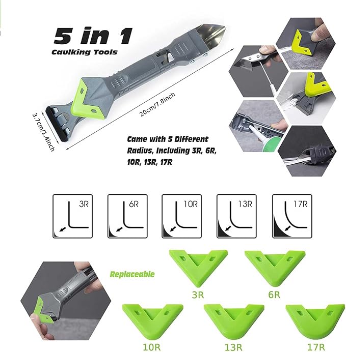 caulk remover tool, Silicone Caulking Tool Kit, Caulking Tool 5 in 1 - Image 6
