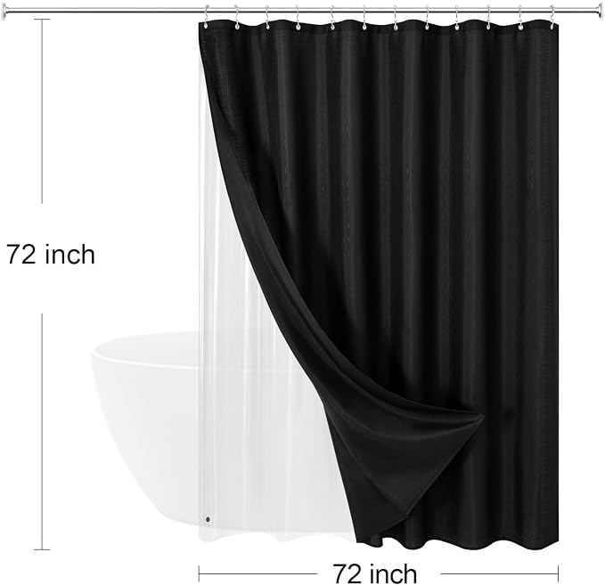 MitoVilla 3 in 1 Shower Curtain Set, Waterproof Fabric Hotel Bathroom Curtain - Image 7