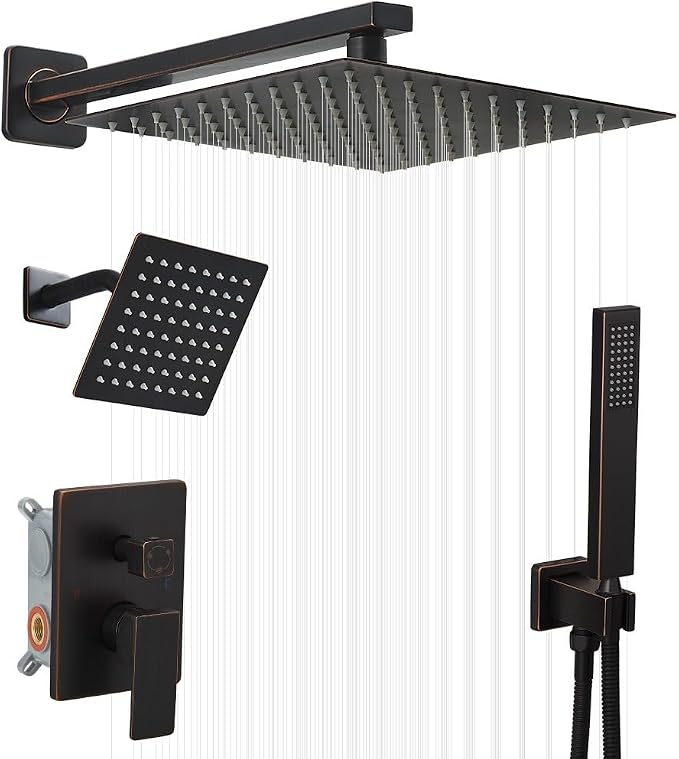 Shower Faucet Set Oil Rubbed Bronze Shower System, Knob Switch Diverter Shower by YCAIKOI