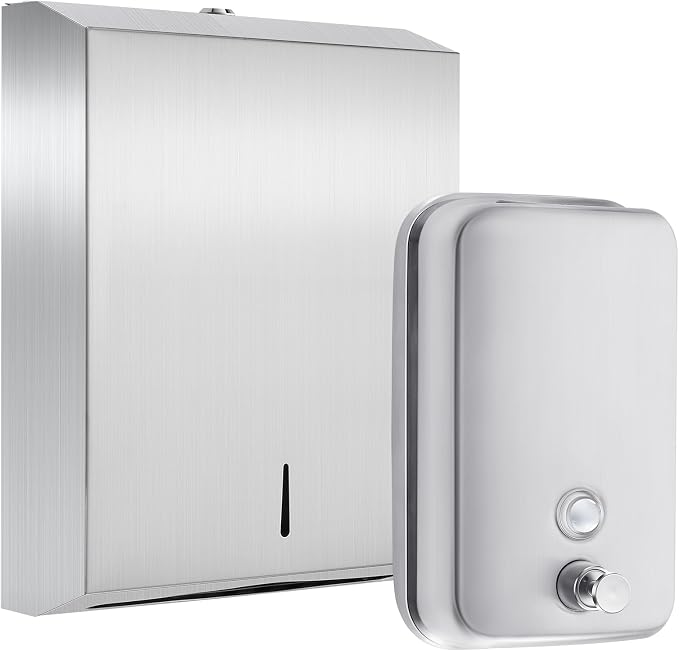 2 Pcs Commercial Soap Dispenser and Paper Towel Dispenser Set by Kritkin