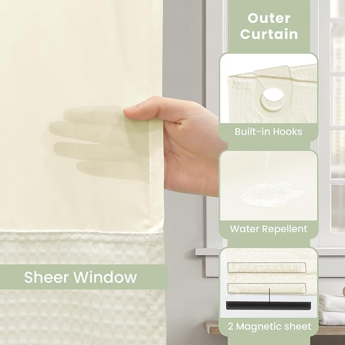 Inhousolu No Hook Shower Curtain - Image 4