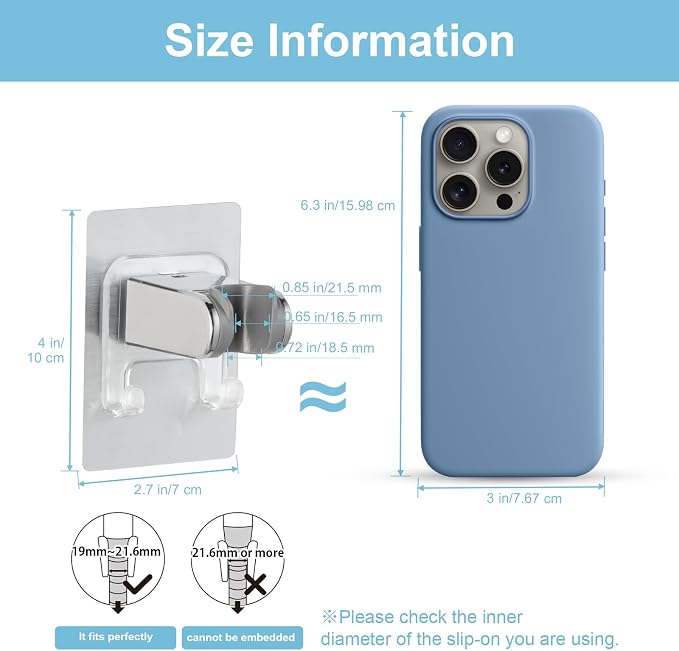 OFFO Shower Head Holder, Strong Adhesive Shower Hooks, 40° Adjustable - Image 3