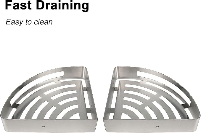 NearMoon Bathroom Shower Caddy 2 Pack, No Drill 304 Stainless Steel Shower - Image 5