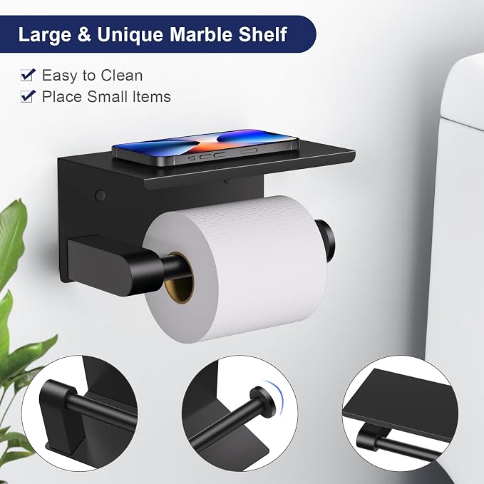 5-Piece Towel Bar Set Black Bathroom Hardware Accessories Set Upgraded Toilet - Image 2