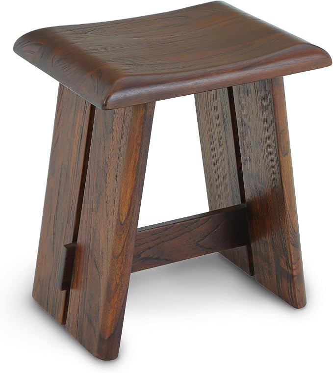 StrongTek Teak Shower Stool for Bathroom, Teak Bath Bench, Ergonomic Curved Seat by StrongTek