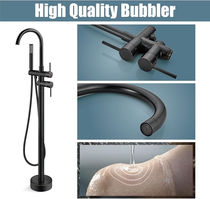 Aolemi Floor Mount Bathtub Faucet Freestanding Tub Filler Standing High Flow - Image 4