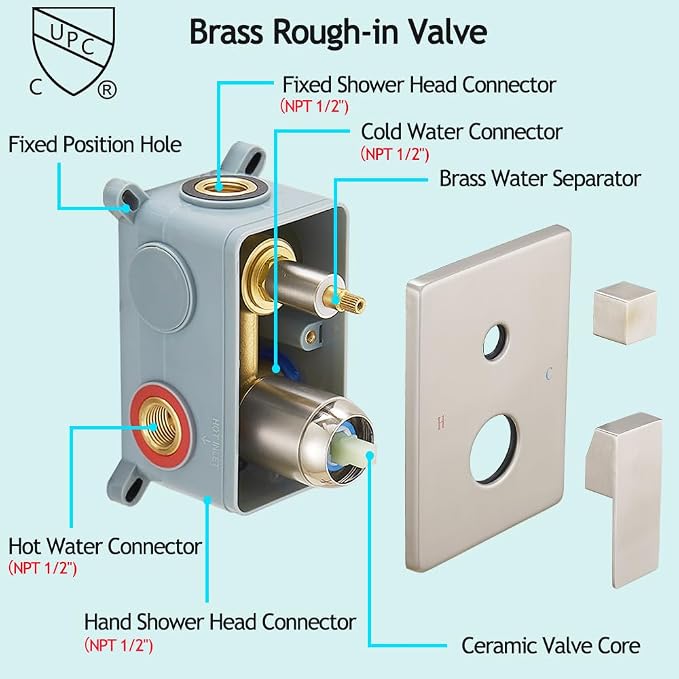Shower Faucet Set Complete, Wall Mount Shower System - Image 5