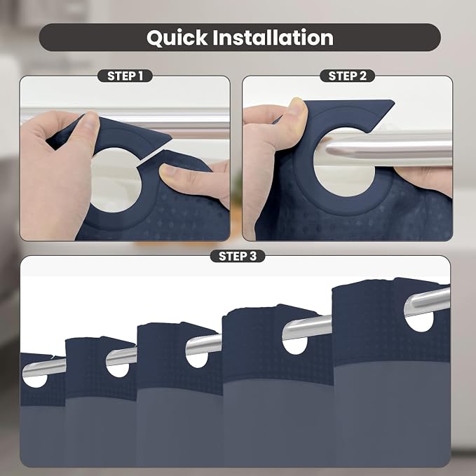 Inhousolu Stall No Hook Shower Curtain - Image 3