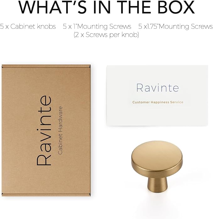 Ravinte 5 Pack Drawer Pulls 1-1/4 Inch Kitchen Cabinet Knobs Solid Round - Image 6