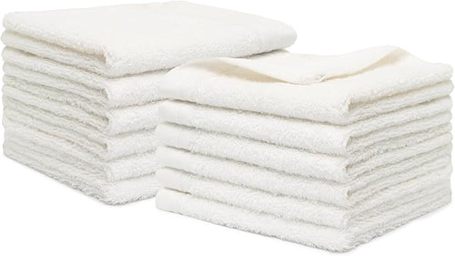 100% Cotton Washcloths Set 13” x 13” | White Towels | Set of 12 Ultra Soft and - Image 2
