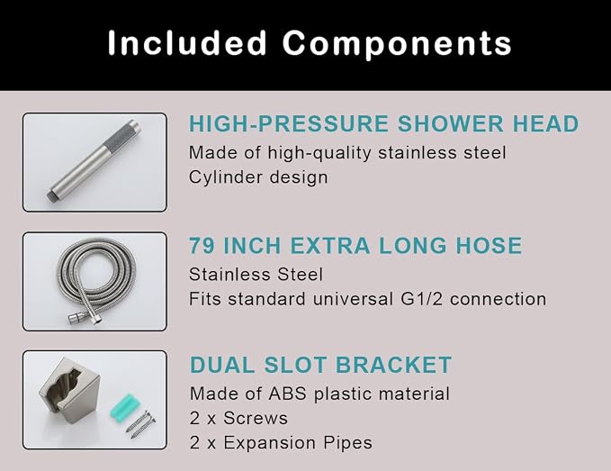 Handheld Shower Head with Hose, Hand Held Shower Wand Head with Long Hose - Image 5