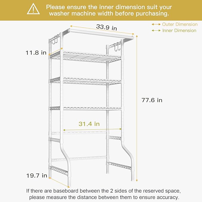 Ulif U11 Over Washer and Dryer Shelves, 3 Tiers Laundry Room Storage and - Image 3