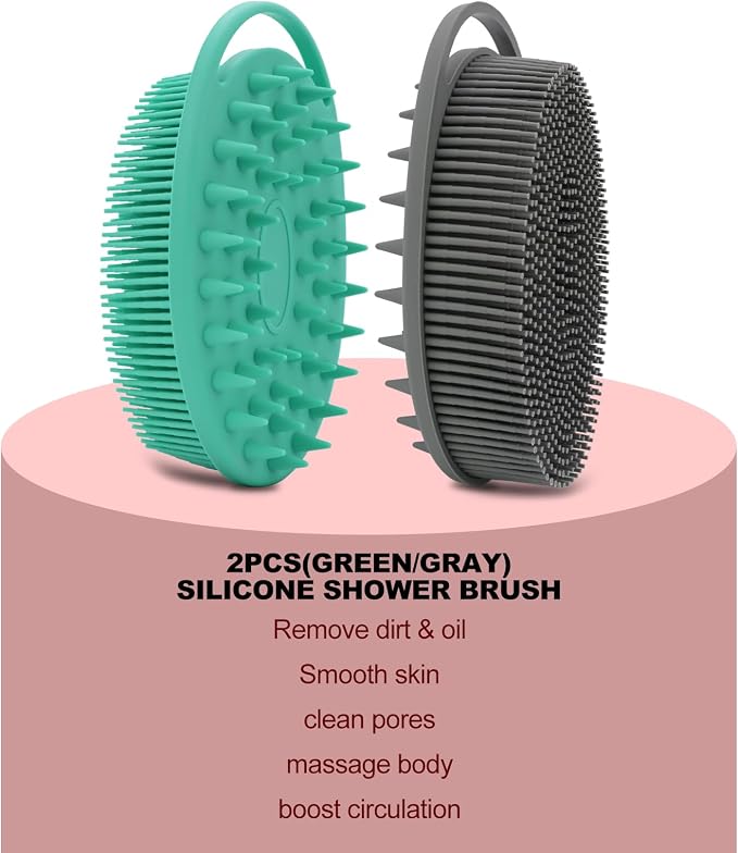 2 Pack Silicone Body Scrubber, Loofah Double-Sided Body Brush, Shower Scrubber - Image 6
