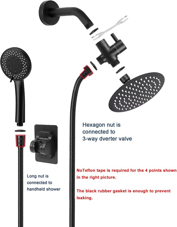 NearMoon Filtered Shower Head, High Pressure 8″Round Rain Shower and 5 settings - Image 6