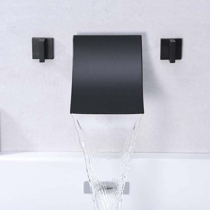 SUMERAIN Wall Mount Bathtub Faucet Waterfall Tub Filler Matte Black High Flow - Image 4