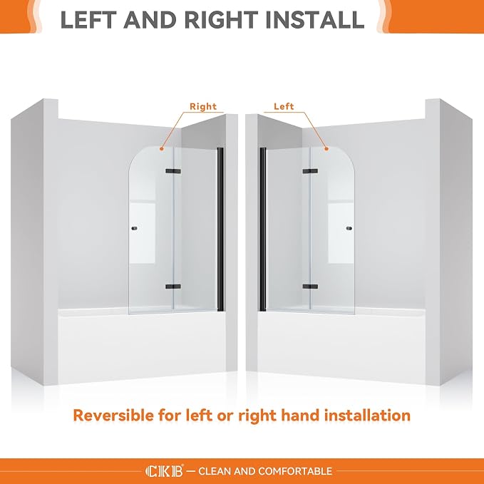 CKB Pivot Tub Shower Door, 35“ W × 55” H, 1/4" SGCC Tempered Glass - Image 3